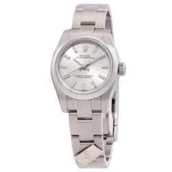 ROLEX OYSTER PERPETUAL SILVER DIAL STAINLESS STEEL LADIES WATCH 176200SSO
