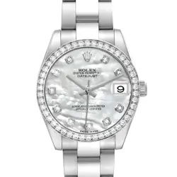 ROLEX DATEJUST MIDSIZE 31 STEEL DIAMOND MOP DIAL LADIES WATCH 178384