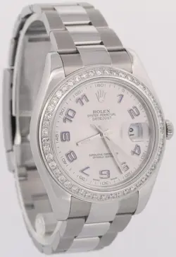 Rolex DateJust II SILVER DIAMOND Arabic Stainless Steel Oyster 41mm Watch 116334