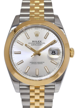 ROLEX DATEJUST 41 18K YELLOW GOLD/STEEL SILVER DIAL JUBILEE WATCH B/P '19 126303
