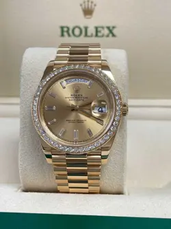 ROLEX DATE-DATE 40 PRESIDENT YELLOW GOLD 228348RBR CHAMPAGNE DIAMOND MINT