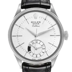 ROLEX CELLINI DUAL TIME AUTOMATIC WHITE GOLD MENS WATCH 50529