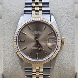 ROLEX DATEJUST LADIES 31MM 18K TWO TONE 6827 CHAMPAGNE DIAL WATCH