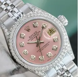 ROLEX DATEJUST LADIES STAINLESS STEEL PINK DIAL 1.50CTW DIAMOND JUBILEE WATCH