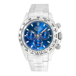 ROLEX 18K WHITE GOLD 40MM BLUE DIAL DAYTONA COSMOGRAPH 116509 WARRANTY BOX MINTY