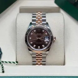 ROLEX DATEJUST NEW 2025 CHOCOLATE DIAMOND TWO TONE YELLOW GOLD FLUTED JUBILEE