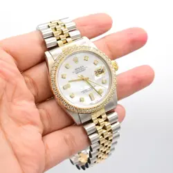 Mens Rolex 36MM SS/10k Yellow Gold Jubilee 2 CTW Diamonds Bezel MOP Dial Watch
