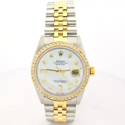 Mens Rolex 36MM SS/10k Yellow Gold Jubilee 2 CTW Diamonds Bezel MOP Dial Watch