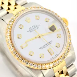 Mens Rolex 36MM SS/10k Yellow Gold Jubilee 2 CTW Diamonds Bezel MOP Dial Watch