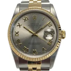 ROLEX DATEJUST W# ROMAN K18YG 16233 GREY  #015