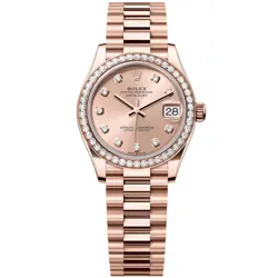 ROLEX DATEJUST 31MM EVEROSE GOLD DIAMOND DIAL BEZEL PRESIDENT BRACELET 278285RB