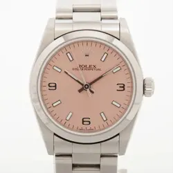 ROLEX OYSTER PERPETUAL 77080 SS SS AT PINK-FACE 2 EXTRA LINKS