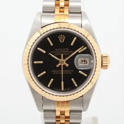 ROLEX DATEJUST 69173 SSYG SSYG AT BLACK DIAL 3 EXTRA LINKS
