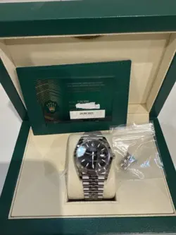 ROLEX DATEJUST 126300 - JUBILEE BRACELET WITH SILVER BEZEL BLACK DIAL-41MM