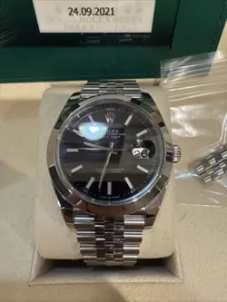 Rolex Datejust 126300 - Jubilee Bracelet with Silver Bezel Black dial-41mm