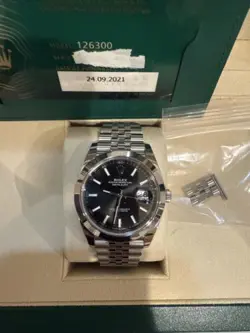 Rolex Datejust 126300 - Jubilee Bracelet with Silver Bezel Black dial-41mm