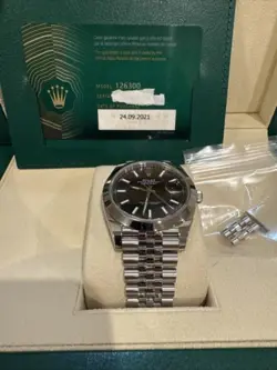 Rolex Datejust 126300 - Jubilee Bracelet with Silver Bezel Black dial-41mm