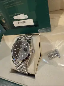 Rolex Datejust 126300 - Jubilee Bracelet with Silver Bezel Black dial-41mm