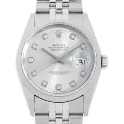 ROLEX DATEJUST 10P DIAMOND 16234G SILVER A NUMBER SECOND HAND MENS