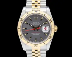 ROLEX 116263 DATEJUST TURN-O-GRAPH JUBILEE 18K YELLOW GOLD / SS GRAY DIAL
