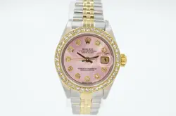 ROLEX LADY-DATEJUST 79173 CUSTOM MOTHER OF PEARL PINK DIAMON DIAL BEZEL  B & P
