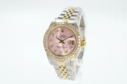 Rolex Lady-Datejust 79173 custom Mother of Pearl pink Diamon Dial Bezel  B & P