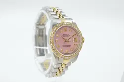 Rolex Lady-Datejust 79173 custom Mother of Pearl pink Diamon Dial Bezel  B & P