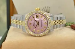 Rolex Lady-Datejust 79173 custom Mother of Pearl pink Diamon Dial Bezel  B & P