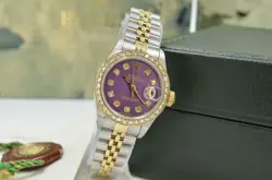 Rolex Lady-Datejust 26mm 69173 Custom Purple Diamond Dial & bezel 1994 B&P