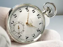 ? ROLEX ANTIQUE SOLID SILVER POCKET WATCH - SILVER CHAIN - PENDANT 0.925 1937 UK