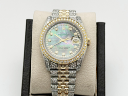 ROLEX DATEJUST 116233 TAHITIAN DIAMOND DIAL DIAMOND BAND 18K YELLOW GOLD STEEL