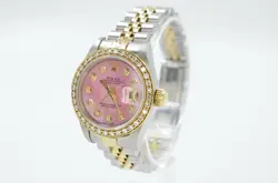 Rolex LadyDatejust 26mm 69173 Custom Pink Mother of Pearl Diamond Dial Bezel B&P