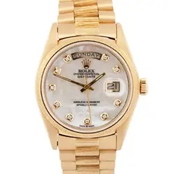 ROLEX DAY-DATE PRESIDENT MOTHER OF PEARL DIAMOND BARK 36MM 18K GOLD WATCH 1803