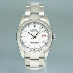 MINT 2014 Rolex DateJust 36mm 116200 Steel White Stick Dial Watch Box