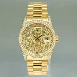 MINT Rolex President 18388 Champagne Diamond Lugs Bezel Double Quick Gold Watch