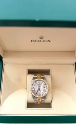 ROLEX DATE-JUST 36MM TWO-TONE  WATCH DIAMOND DIAL & BEZEL JUBILEE BAND