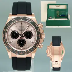 FEB 2025 NEW PAPERS ROLEX DAYTONA ROSE GOLD 126515LN CERAMIC SUNDUST WATCH BOX