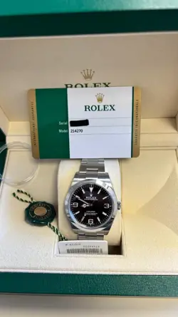 ROLEX EXPLORER I 214270 BLACK  DIAL OYSTER BAND STAINLESS STEEL CIRCA 2020 NEW