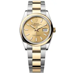 ROLEX DATEJUST 36MM CHAMPAGNE DIAL TWO-TONE YELLOW GOLD OYSTERSTEEL WATCH 126203
