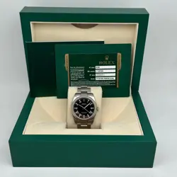 ROLEX OYSTER PERPETUAL 116034 18K WHITE GOLD STEEL DIAMOND BLACK DIAL WATCH