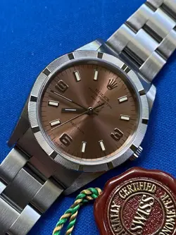 ROLEX AIRKING 14010 , MINT, CASE BACK HOLOGRAM STICKER, CASE SIDE STICKERS