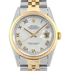 ROLEX DATEJUST 16233NR WHITE SHELL ROME W NUMBER SECOND HAND MENS