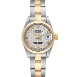 ROLEX DATEJUST STEEL YELLOW GOLD IVORY PYRAMID DIAL LADIES WATCH 69163