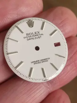 Rolex vintage glossy white 36mm non quick set 1601/3 dial for St. Steel,a beauty