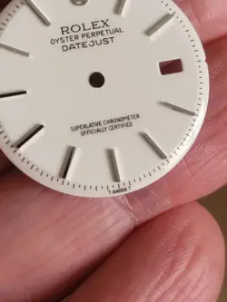 Rolex vintage glossy white 36mm non quick set 1601/3 dial for St. Steel,a beauty