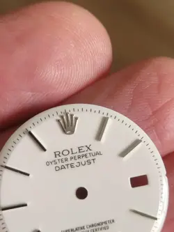 Rolex vintage glossy white 36mm non quick set 1601/3 dial for St. Steel,a beauty