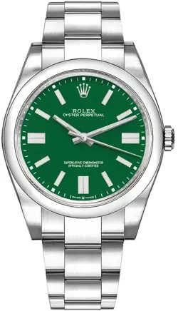 ROLEX OYSTER PERPETUAL 41MM 124300 GREEN DIAL SMOOTH BEZEL MEN'S OYSTER WATCH