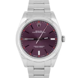 MINT PAPERS ROLEX OYSTER PERPETUAL RED GRAPE 39MM 114300 STEEL PURPLE WATCH BOX