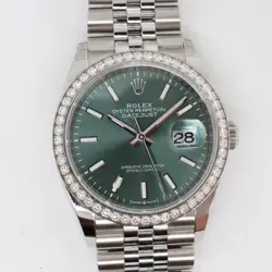 2025 New Rolex 126284RBR Datejust 36mm Steel Green Sticks Dial Diamond Watch