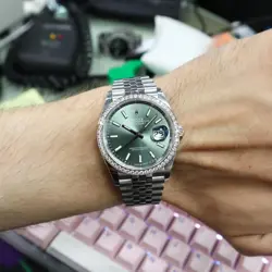 2025 New Rolex 126284RBR Datejust 36mm Steel Green Sticks Dial Diamond Watch